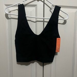Colsie NWT Black V-Neck Ribbed Bra Top